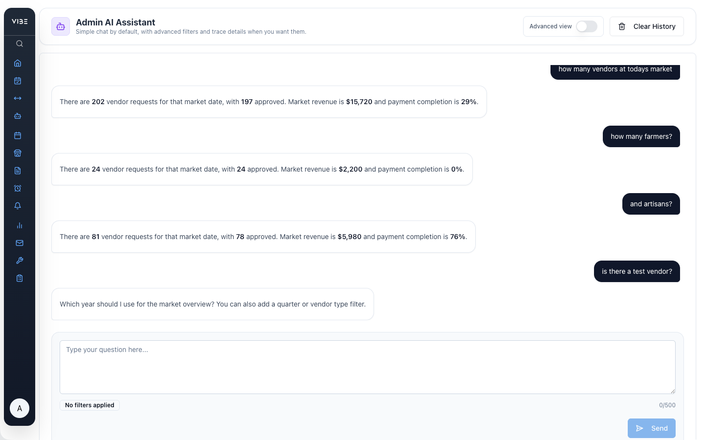 VIBEpro AI Agent natural language query interface