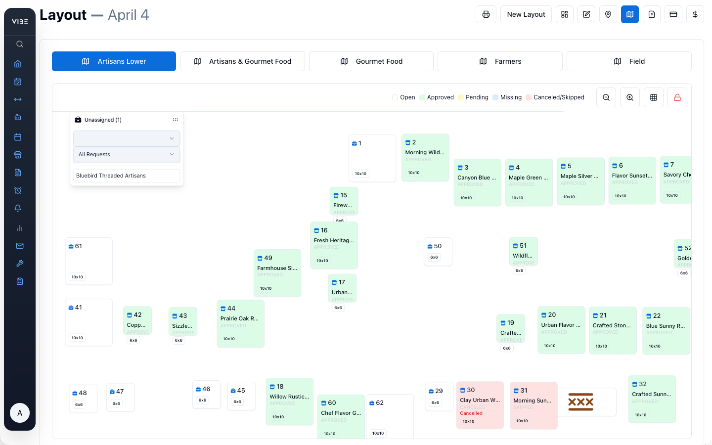 VIBEpro interactive booth assignment map