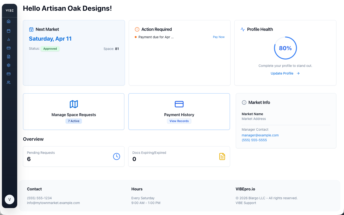 VIBEpro vendor-facing self-service portal